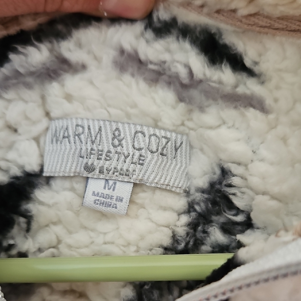 Cozy Geometric Pattern Sherpa Jacket - image 2